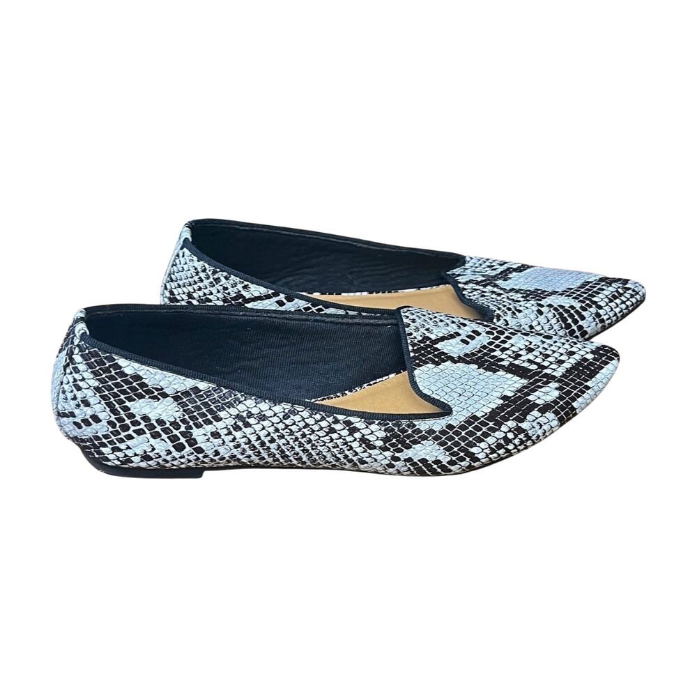 Bamboo Snakeskin Print Pointed Toe Flats 7.5 Loafers Y2K Slip On Shoe mobwife - Picture 2 of 11